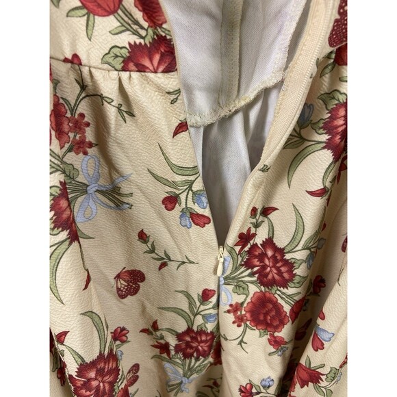 Women’s German Style Cosplay Dress Sz S Red Florals Tie Bodice Puff Off Shoulder - Picture 9 of 16